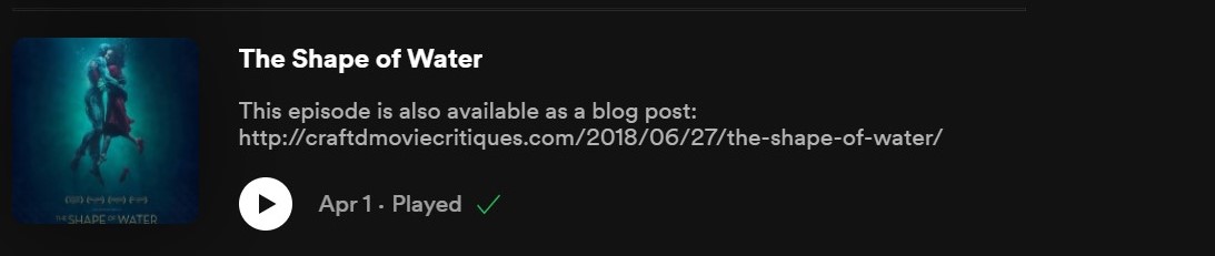 The Shape of Water spotify reviews